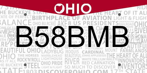 B58BMB Ohio License Plate