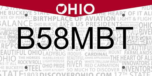 B58MBT Ohio License Plate