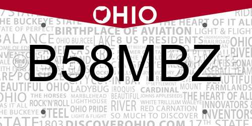 B58MBZ Ohio License Plate