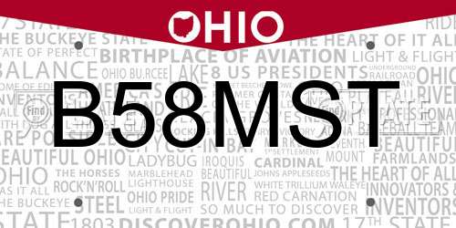 B58MST Ohio License Plate