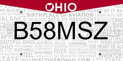 B58MSZ Ohio License Plate
