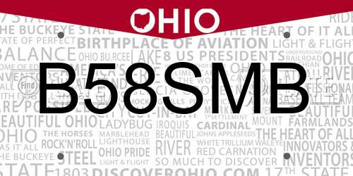 B58SMB Ohio License Plate