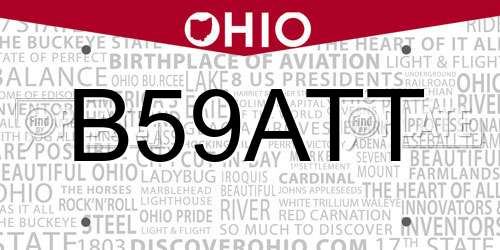 B59ATT Ohio License Plate