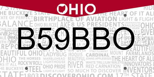 B59BBO Ohio License Plate