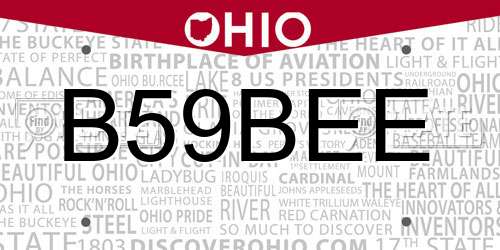 B59BEE Ohio License Plate