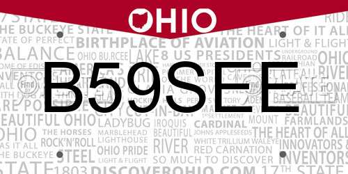 B59SEE Ohio License Plate