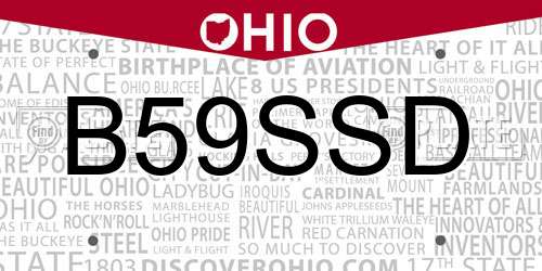 B59SSD Ohio License Plate