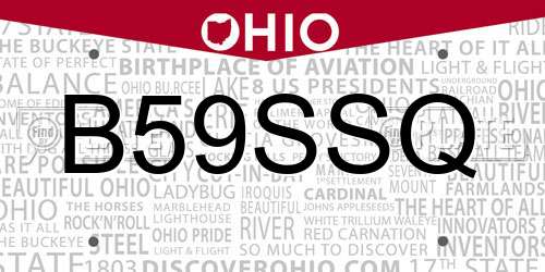B59SSQ Ohio License Plate