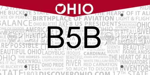 B5B Ohio License Plate