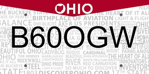 B60OGW Ohio License Plate