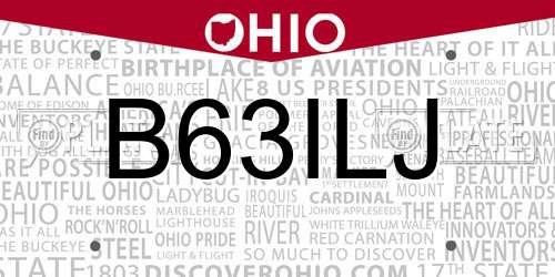 B63ILJ Ohio License Plate