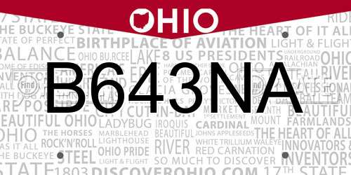 B643NA Ohio License Plate