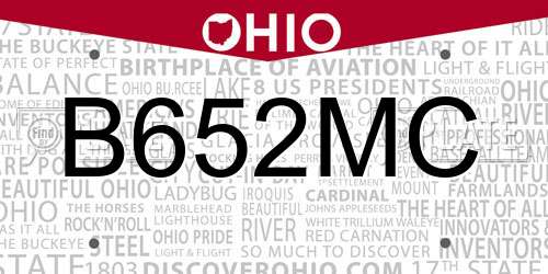 B652MC Ohio License Plate