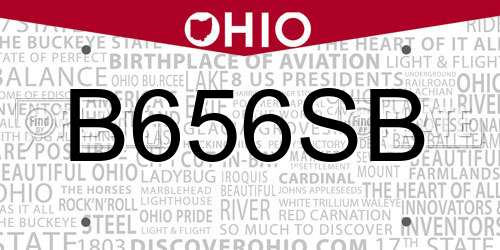 B656SB Ohio License Plate