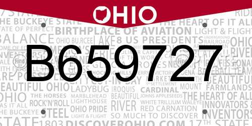 B659727 Ohio License Plate