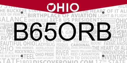 B65ORB Ohio License Plate