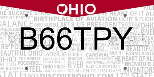 B66TPY Ohio License Plate
