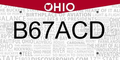 B67ACD Ohio License Plate