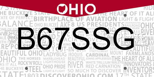 B67SSG Ohio License Plate
