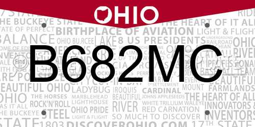 B682MC Ohio License Plate