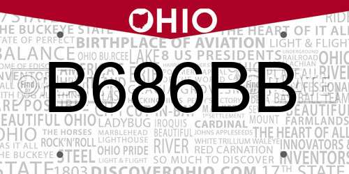 B686BB Ohio License Plate