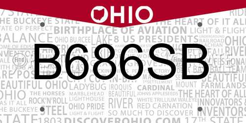 B686SB Ohio License Plate