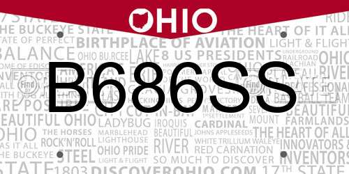 B686SS Ohio License Plate