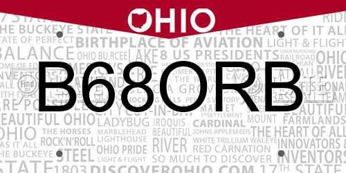 B68ORB Ohio License Plate