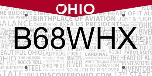 B68WHX Ohio License Plate