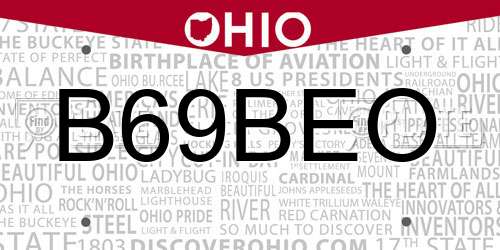 B69BEO Ohio License Plate