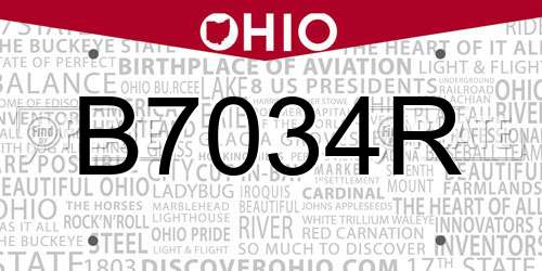 B7034R Ohio License Plate