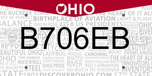 B706EB Ohio License Plate