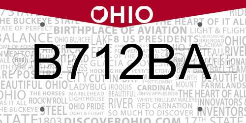 B712BA Ohio License Plate