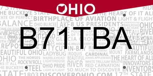 B71TBA Ohio License Plate