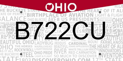 B722CU Ohio License Plate