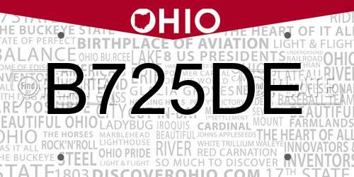 B725DE Ohio License Plate