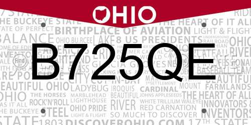 B725QE Ohio License Plate
