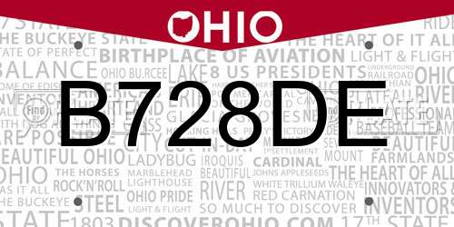 B728DE Ohio License Plate