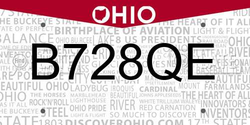 B728QE Ohio License Plate