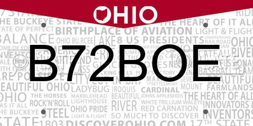 B72BOE Ohio License Plate