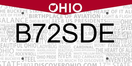 B72SDE Ohio License Plate