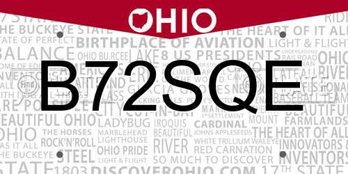 B72SQE Ohio License Plate