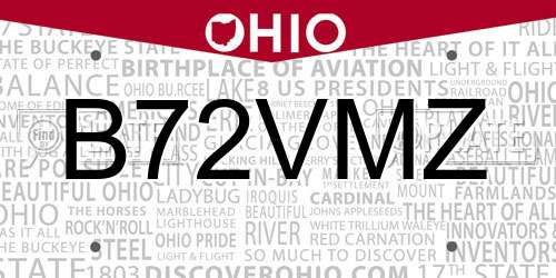 B72VMZ Ohio License Plate