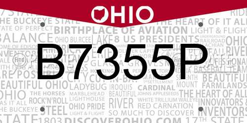 B7355P Ohio License Plate