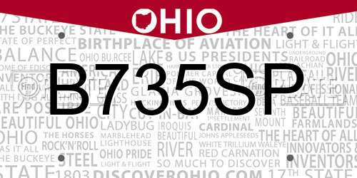 B735SP Ohio License Plate