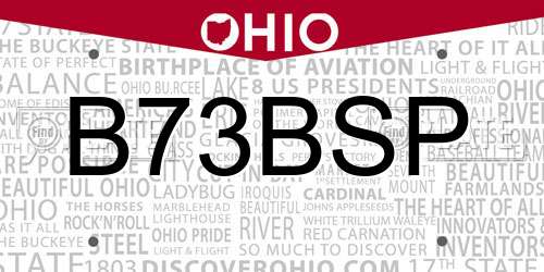 B73BSP Ohio License Plate