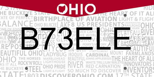 B73ELE Ohio License Plate