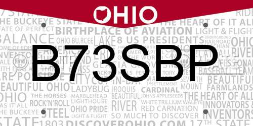 B73SBP Ohio License Plate