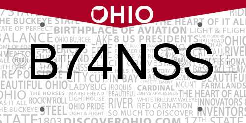 B74NSS Ohio License Plate