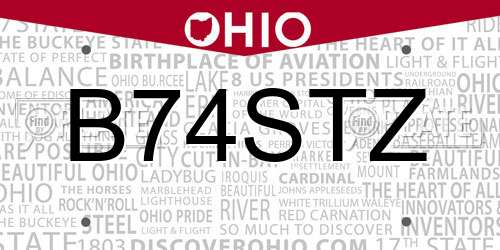 B74STZ Ohio License Plate
